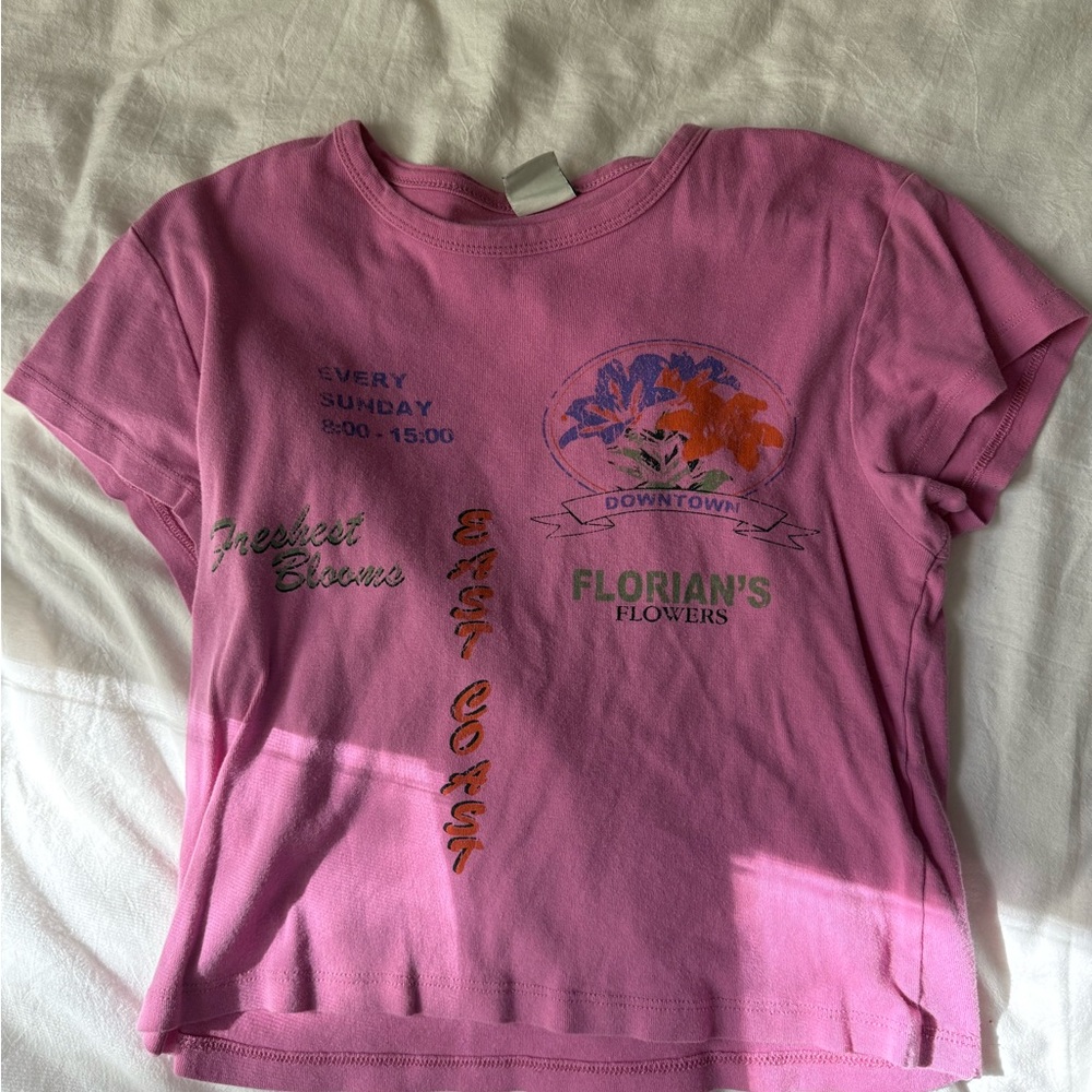 Urban Outfitters Pink Floral Graphic Tee